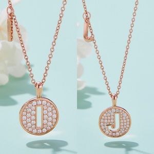 I J Letter Pendent 18K Rose Gold 925 Sterling Silver Moissanite Diamond Necklace